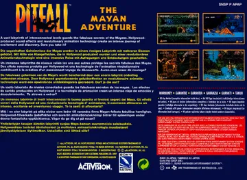 Pitfall - The Mayan Adventure (Europe) box cover back